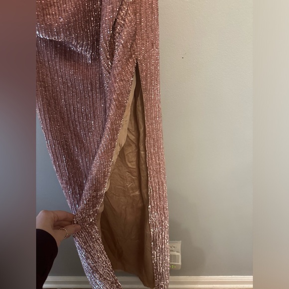 Retrofete Pink Maxi full sequined Dress small w/ leg slit NWOT (NYE) - Picture 6 of 8
